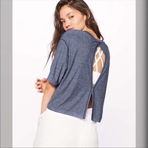 Lululemon Intended Short Sleeve Cropped Open Back Tee - Size 12